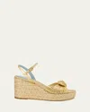 Valentino Royal Nappa Leather Laminata Wedge Espadrille Sandals In Multi