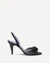 Valentino Black Slingback Leather Woven Heart Heeled Sandals In Black