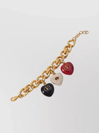Valentino Garavani Royal Triple Heart Chain Bracelet In Neutral