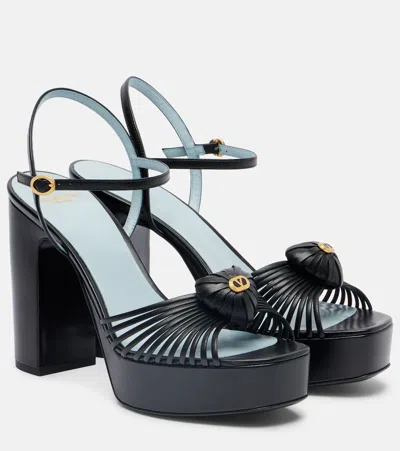 VALENTINO GARAVANI ROYAL VLOGO 115 LEATHER PLATFORM SANDALS