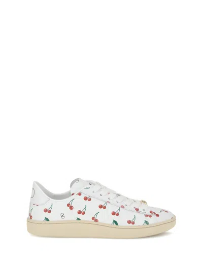 Valentino Garavani Royco Vlogo Cherry-print Leather Sneakers In White