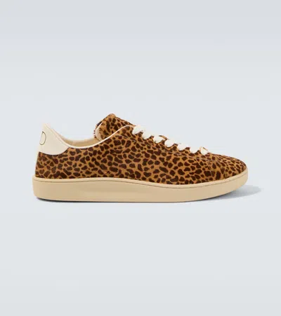 Valentino Garavani Royco Trainer In Hair Calf With Fauve Eclat Print And Nappa Calfskin In Multi