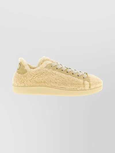Valentino Garavani Royco Low-top Faux Fur Sneakers In Nude