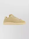 Valentino Royco Shearling Round Toe Flat Sole Sneakers In Neutral
