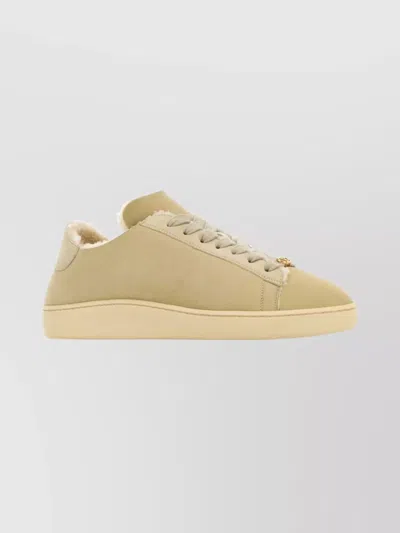 VALENTINO GARAVANI ROYCO SHEARLING ROUND TOE FLAT SOLE SNEAKERS