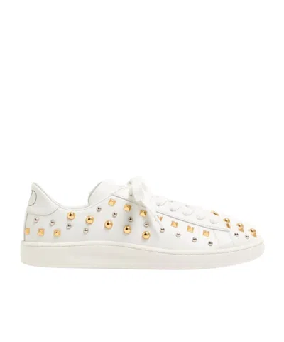 Valentino Garavani Royco Trainer In Nappa Calfskin With Stud Detail In White