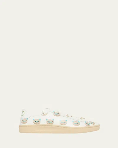 VALENTINO GARAVANI ROYCO VLOGO CAT-PRINT LEATHER SNEAKERS