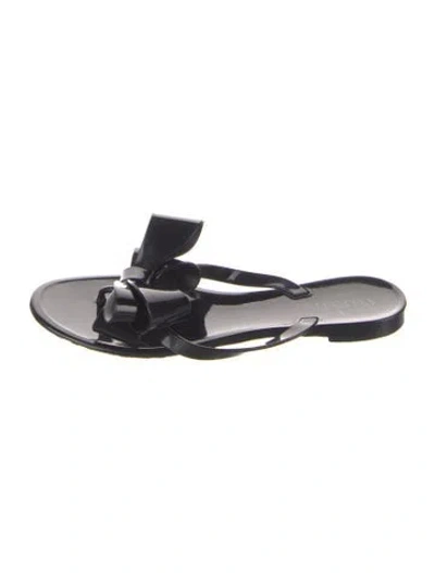 Pre-owned Valentino Garavani Rubber Bow Accents Flip Flops In Black