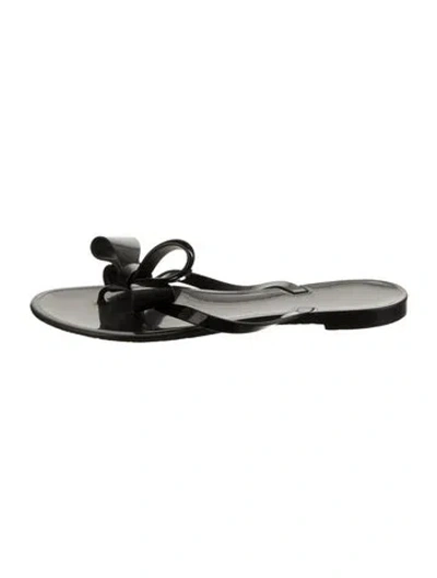 Pre-owned Valentino Garavani Rubber Bow Accents Flip Flops In Black