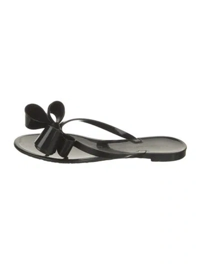 Pre-owned Valentino Garavani Rubber Bow Accents Flip Flops In Black