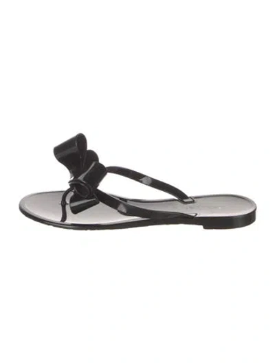 Pre-owned Valentino Garavani Rubber Bow Accents Flip Flops In Black