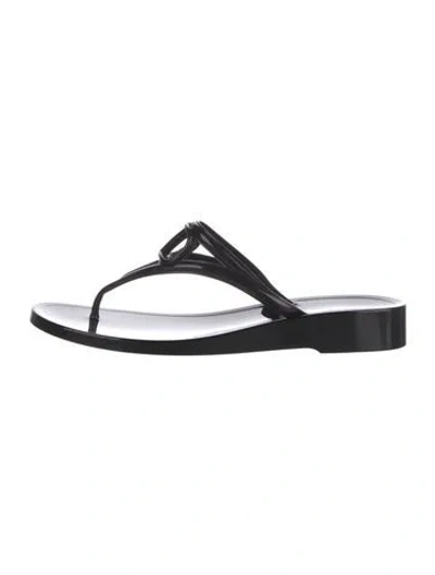 Pre-owned Valentino Garavani Rubber Bow Accents Flip Flops W/ Tags In Black