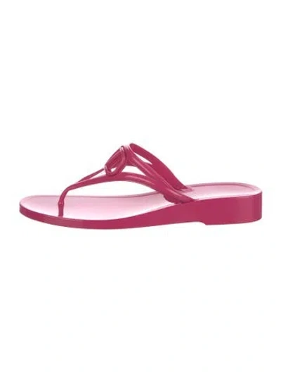 Pre-owned Valentino Garavani Rubber Bow Accents Flip Flops W/ Tags In Pink