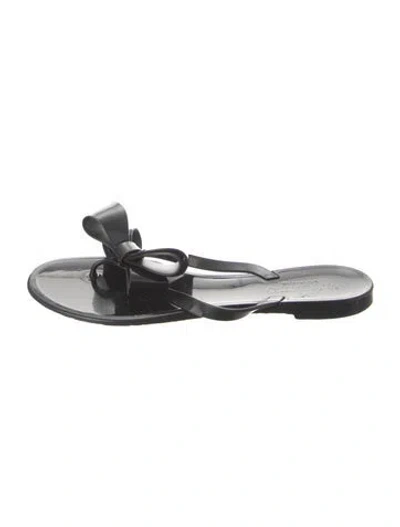 Pre-owned Valentino Garavani Rubber Bow Accents Slides In Black