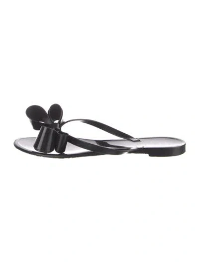 Pre-owned Valentino Garavani Rubber Bow Accents Slides In Black