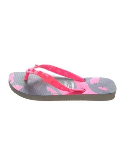 Pre-owned Valentino Garavani Rubber Camouflage Print Flip Flops In Multi