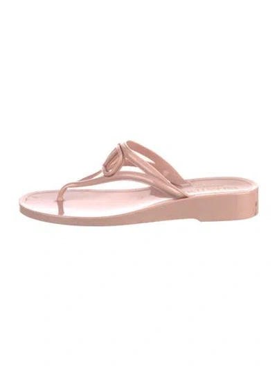 Pre-owned Valentino Garavani Rubber Cutout Accent Slides In Pink