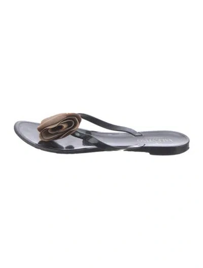 Pre-owned Valentino Garavani Rubber Flip Flops In Black