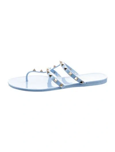 Pre-owned Valentino Garavani Rubber Flip Flops In Blue