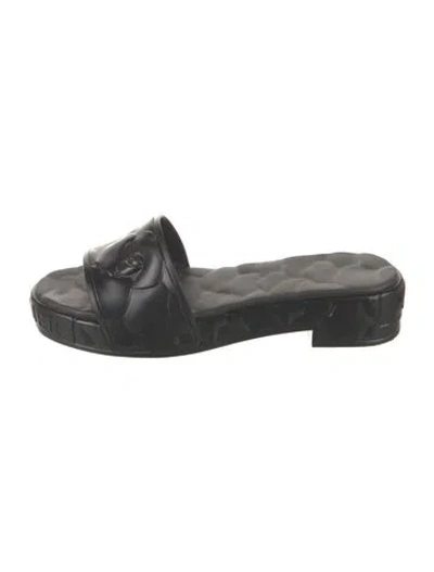 Pre-owned Valentino Garavani Rubber Floral Print Mules In Black