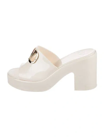 Pre-owned Valentino Garavani Rubber Mules In Neutral