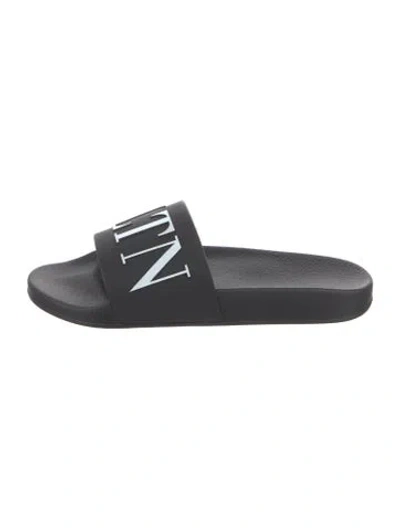 Pre-owned Valentino Garavani Rubber Printed Slides In Black