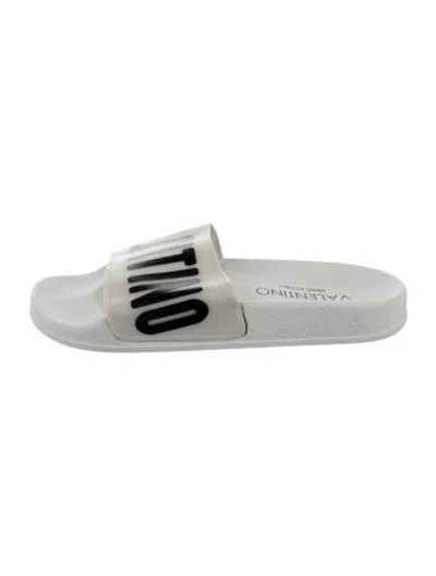 Pre-owned Valentino Garavani Rubber Printed Slides In Gray
