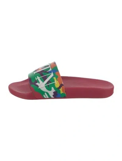 Pre-owned Valentino Garavani Rubber Printed Slides In Multi