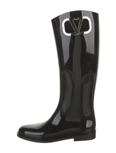 Pre-owned Valentino Garavani Rubber Rain Boots In Black
