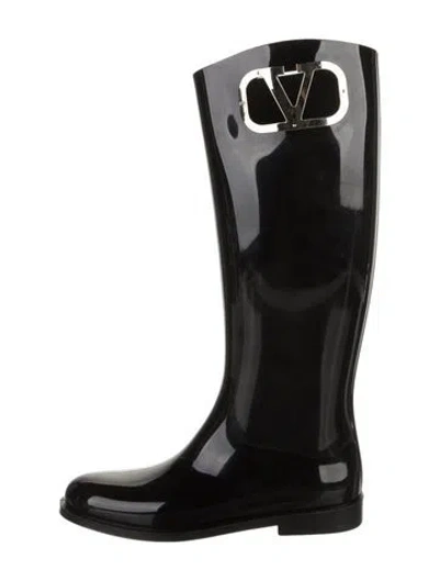 Pre-owned Valentino Garavani Rubber Rain Boots In Black