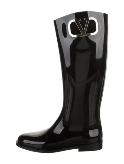 Pre-owned Valentino Garavani Rubber Rain Boots In Black