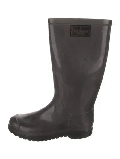 Pre-owned Valentino Garavani Rubber Rain Boots In Gray