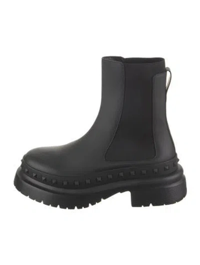 Pre-owned Valentino Garavani Rubber Rain Boots W/ Tags In Black