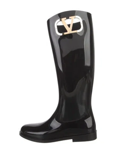 Pre-owned Valentino Garavani Rubber Rain Boots W/ Tags In Black