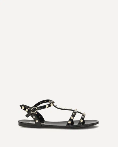 Valentino Garavani Dnu Inv Valentino Rockstud Caged Rubber Sandal In Black