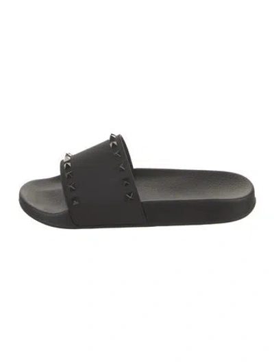 Pre-owned Valentino Garavani Rubber Slides In Black