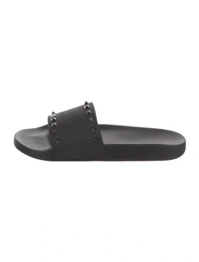 Pre-owned Valentino Garavani Rubber Slides In Black