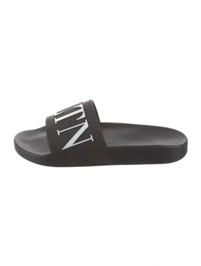 Pre-owned Valentino Garavani Rubber Slides In Black