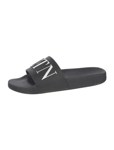 Pre-owned Valentino Garavani Rubber Slides In Black
