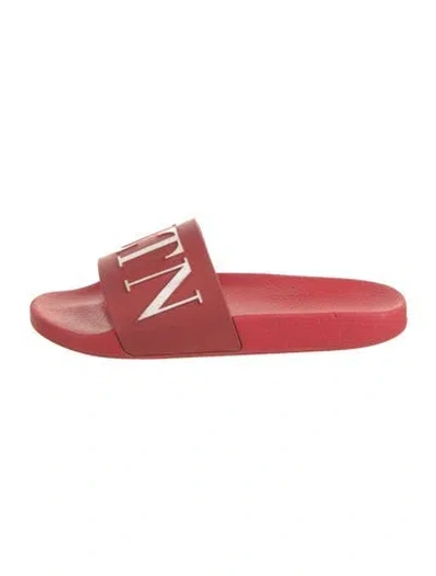 Pre-owned Valentino Garavani Rubber Slides In Red