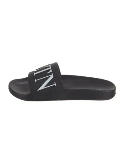 Pre-owned Valentino Garavani Rubber Slides W/ Tags In Black