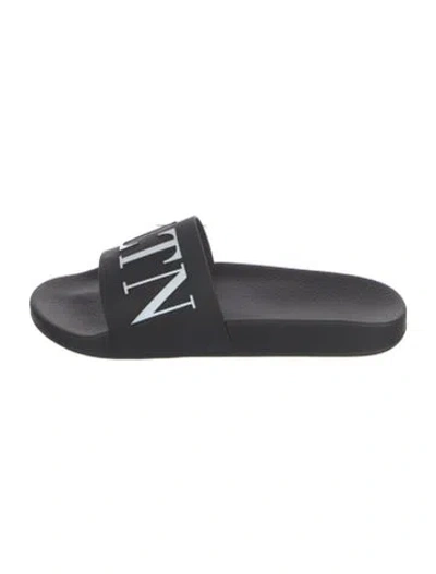 Pre-owned Valentino Garavani Rubber Slides W/ Tags In Black