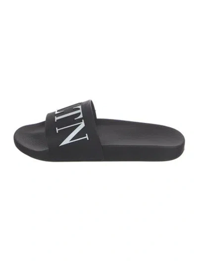 Pre-owned Valentino Garavani Rubber Slides W/ Tags In Black