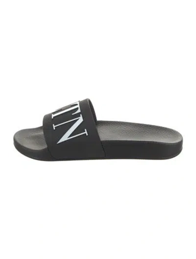 Pre-owned Valentino Garavani Rubber Slides W/ Tags In Black