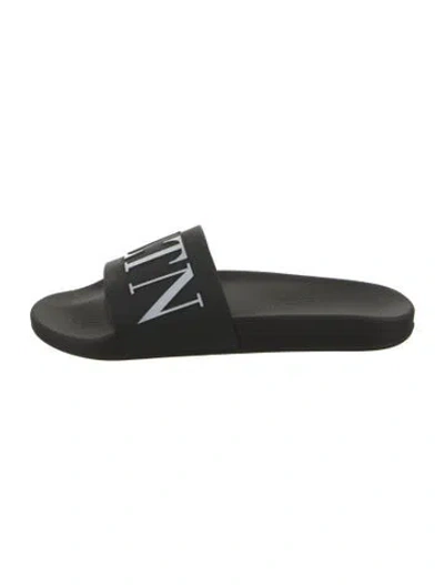 Pre-owned Valentino Garavani Rubber Slides W/ Tags In Black