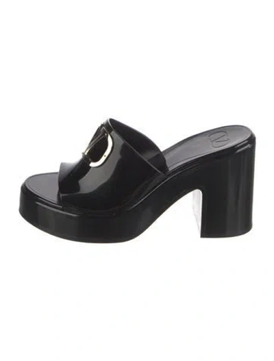 Pre-owned Valentino Garavani Rubber Slides W/ Tags In Black