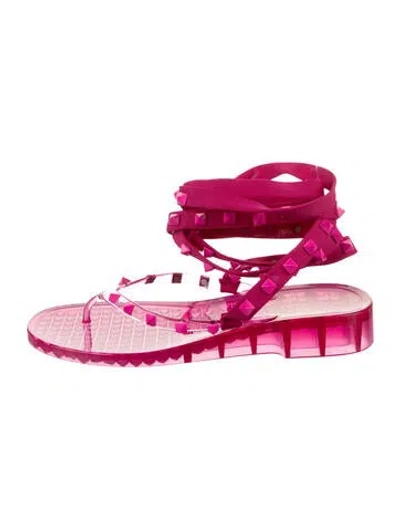 Pre-owned Valentino Garavani Rubber Studded Accents Gladiator Sandals In Pink