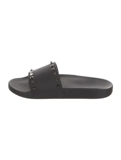 Pre-owned Valentino Garavani Rubber Studded Accents Slides In Black