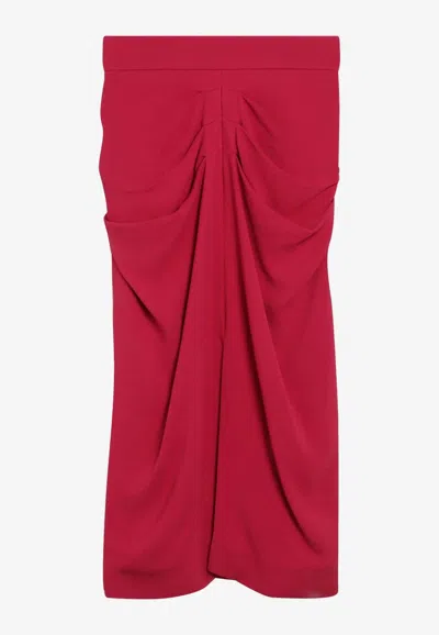 Valentino Garavani Red Midi Skirt With Ruched Detail