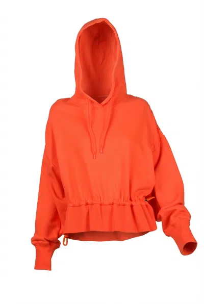 Valentino Ruched Hem Hoodie In Orange